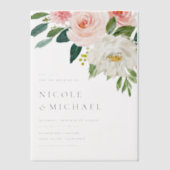 ウォーターカラーかわいらしガーデンフラワーズ春の結婚式 ベラム紙招待状 (正面)