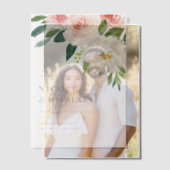 ウォーターカラーかわいらしガーデンフラワーズ春の結婚式 ベラム紙招待状 (オフセット (カップル))