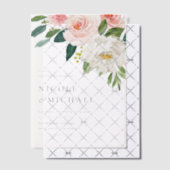 ウォーターカラーかわいらしガーデンフラワーズ春の結婚式 ベラム紙招待状 (オフセット (招待状))