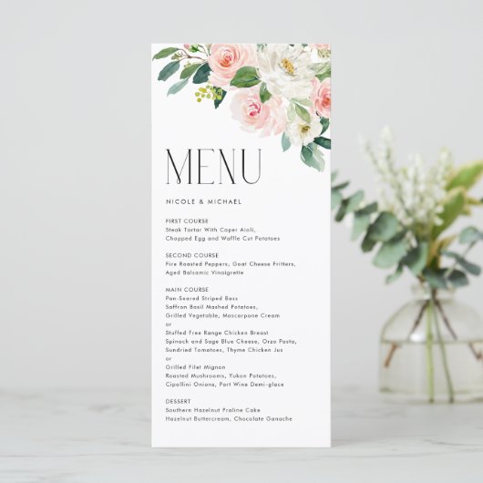 ウォーターカラーかわいらしガーデンフラワーズ春の結婚式 メニュー (スタンド正面)