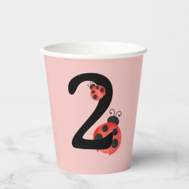 ウォーターカラーてんとう虫の2歳の誕生日パーティー用カップ 紙コップ