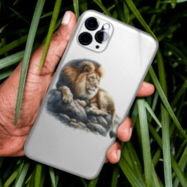 ウォーターカラーで描かれた威厳あるアフリカライオン iPhone 15 PRO MAXケース