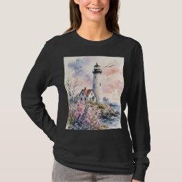 ウォーターカラーで描かれた灯台 Tシャツ
