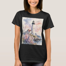 ウォーターカラーで描かれた灯台 Tシャツ