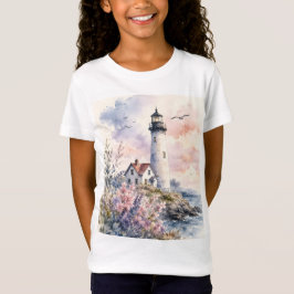 ウォーターカラーで描かれた灯台 Tシャツ