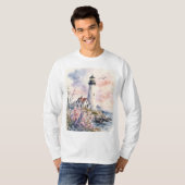 ウォーターカラーで描かれた灯台 Tシャツ (正面フル)