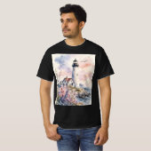 ウォーターカラーで描かれた灯台 Tシャツ (正面フル)