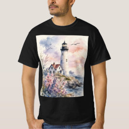 ウォーターカラーで描かれた灯台 Tシャツ
