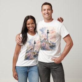 ウォーターカラーで描かれた灯台 Tシャツ