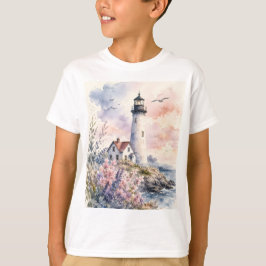 ウォーターカラーで描かれた灯台 Tシャツ