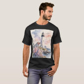 ウォーターカラーで描かれた灯台 Tシャツ (正面フル)