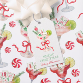 ウォーターカラーで描く楽しい麻雀クリスマスコックテイルパーティ ギフトタグ