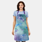 ウォーターカラーとんぼ模様 エプロン (着用した状態)