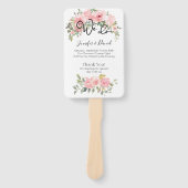 ウォーターカラーな華やかピンクの花嫁式プログラム ハンドファン (正面)