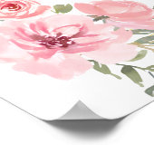 ウォーターカラーな華やかピンクの花柄シャワーポスター ポスター (角)
