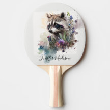 ウォーターカラーのかわいいアライグマの春の花