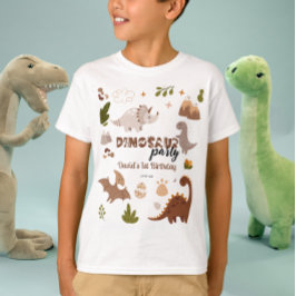 ウォーターカラーのかわいい恐竜パーティー 誕生日 Tシャツ