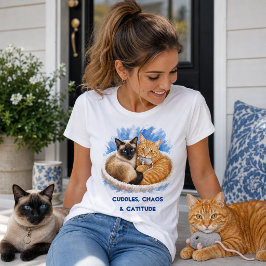 ウォーターカラーのかわいい猫たち: 抱きしめたくなる猫らしい態度 トライブレンドTシャツ