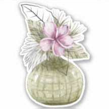 ウォーターカラーのすみれの鉢植えハウスプラントステッカー