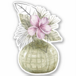 ウォーターカラーのすみれの鉢植えハウスプラントステッカー シール