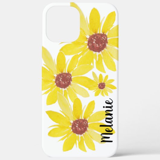 ウォーターカラーのひまわりのつぼみとモノグラム  Case-Mate iPhoneケース (裏面)