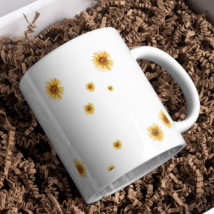 ウォーターカラーのひまわり コーヒーマグカップ