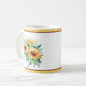 ウォーターカラーのひまわり コーヒーマグカップ (正面左)