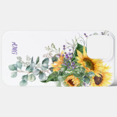 ウォーターカラーのひまわり ユーカリ ラベンダー フラワー C Case-Mate iPhoneケース (裏面 (横))