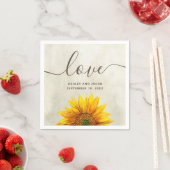 ウォーターカラーのひまわり。田舎風の花の文字を使った結婚式 スタンダードカクテルナプキン (インサイチュ)