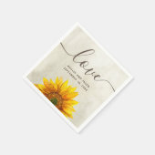 ウォーターカラーのひまわり。田舎風の花の文字を使った結婚式 スタンダードカクテルナプキン (角)