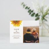 ウォーターカラーのひまわり。田舎風の花のSave the Date ポストカード (スタンド正面)