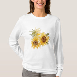 ウォーターカラーのひまわり Tシャツ