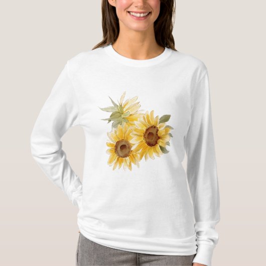 ウォーターカラーのひまわり Tシャツ (正面)