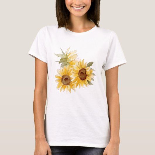 ウォーターカラーのひまわり Tシャツ (正面)