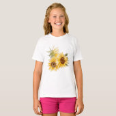ウォーターカラーのひまわり Tシャツ (正面フル)