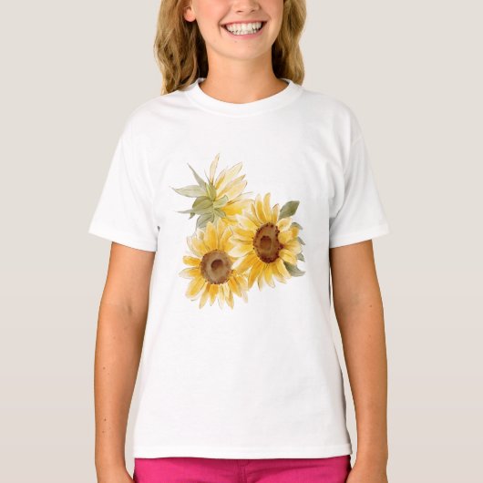 ウォーターカラーのひまわり Tシャツ (正面)