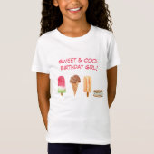ウォーターカラーのアイスクリームと棒アイス 甘くて涼しい Tシャツ (正面)