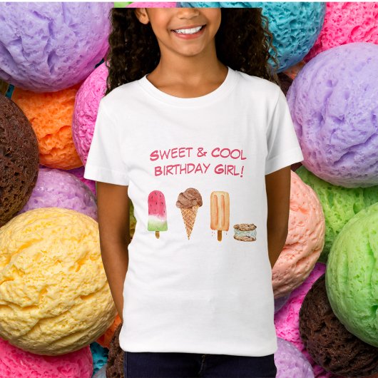 ウォーターカラーのアイスクリームと棒アイス 甘くて涼しい Tシャツ