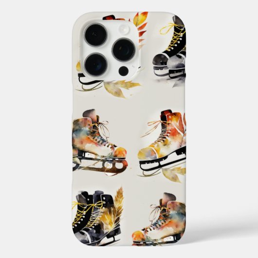 ウォーターカラーのアイススケートと紅葉の模様 Case-Mate iPhoneケース (裏面)