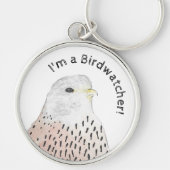 ウォーターカラーのアメリカチョウゲンボウ I'm a Birdwatcher キーホルダー (正面)