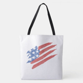 ウォーターカラーのアメリカ国旗デザインTシャツ アメリカンスピリット トートバッグ