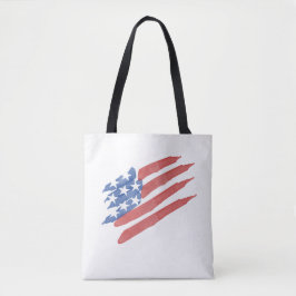 ウォーターカラーのアメリカ国旗デザインTシャツ アメリカンスピリット トートバッグ