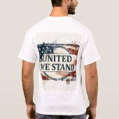 ウォーターカラーのアメリカ国旗 愛国的なデザイン Tシャツ (裏面)