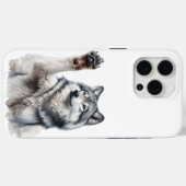 ウォーターカラーのアーティスティックグレーウルフ Case-Mate iPhoneケース (裏面 (横))
