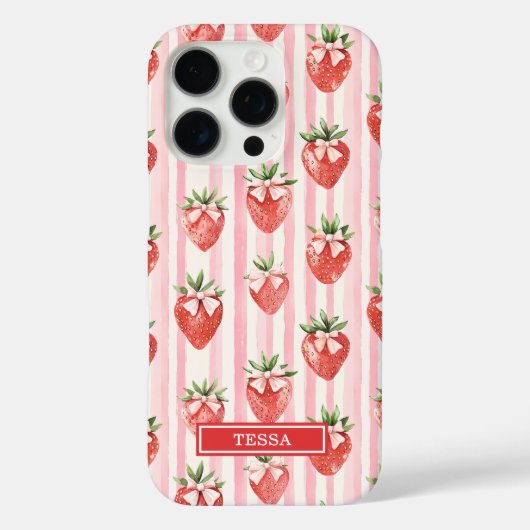 ウォーターカラーのイチゴとキュートなリボン Case-Mate iPhoneケース (裏面)