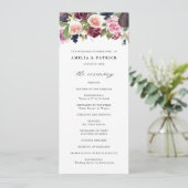 ウォーターカラーのイチジクと紫の花 秋の結婚式 プログラム (スタンド正面)