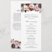 ウォーターカラーのイチジクと紫の花 秋の結婚式 プログラム (正面/裏面)