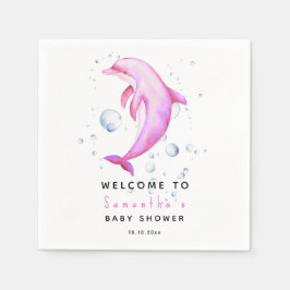 ウォーターカラーのイルカ WELCOME TO ベビーシャワー スタンダードカクテルナプキン