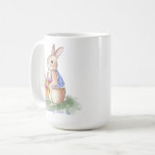 ウォーターカラーのイースターバニー コーヒーマグカップ (正面左)