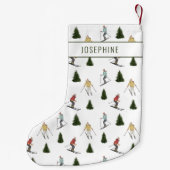 ウォーターカラーのウィンター柄に名前を入れられます スモールクリスマスストッキング (裏面)